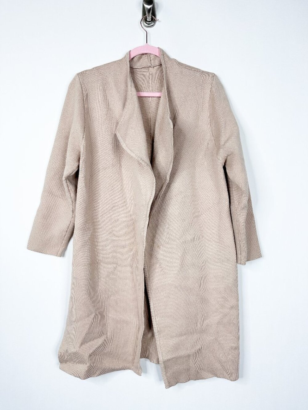 2/$30 Chicwish Open Front Longline Cardigan Beige Small #A2034 - Picture 3 of 8